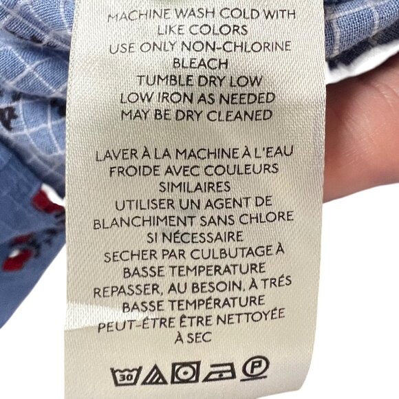 Free People Sundown Print Tunic Mini Dress M Allure Blue Combo Floral Button Tie - Picture 12 of 12